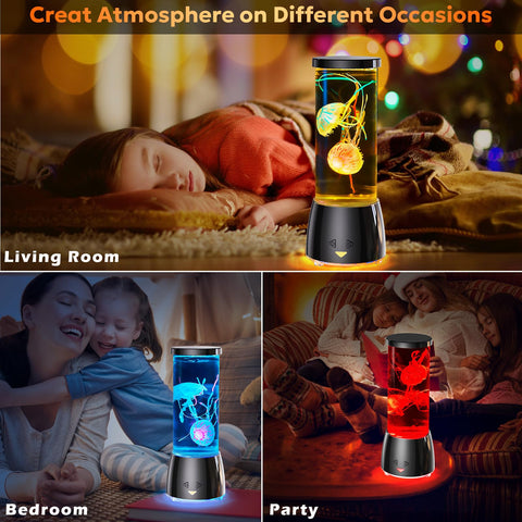 Bedroom or nursery ambient glow from the jellyfish lamp.