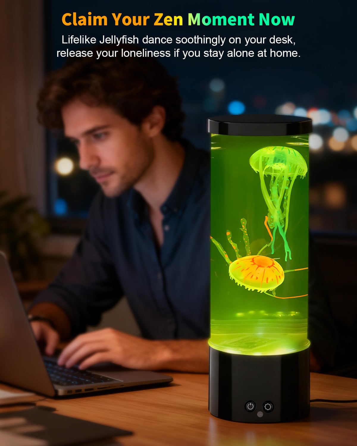 AONESY Jellyfish Lamp creates relaxing mood for evenings.