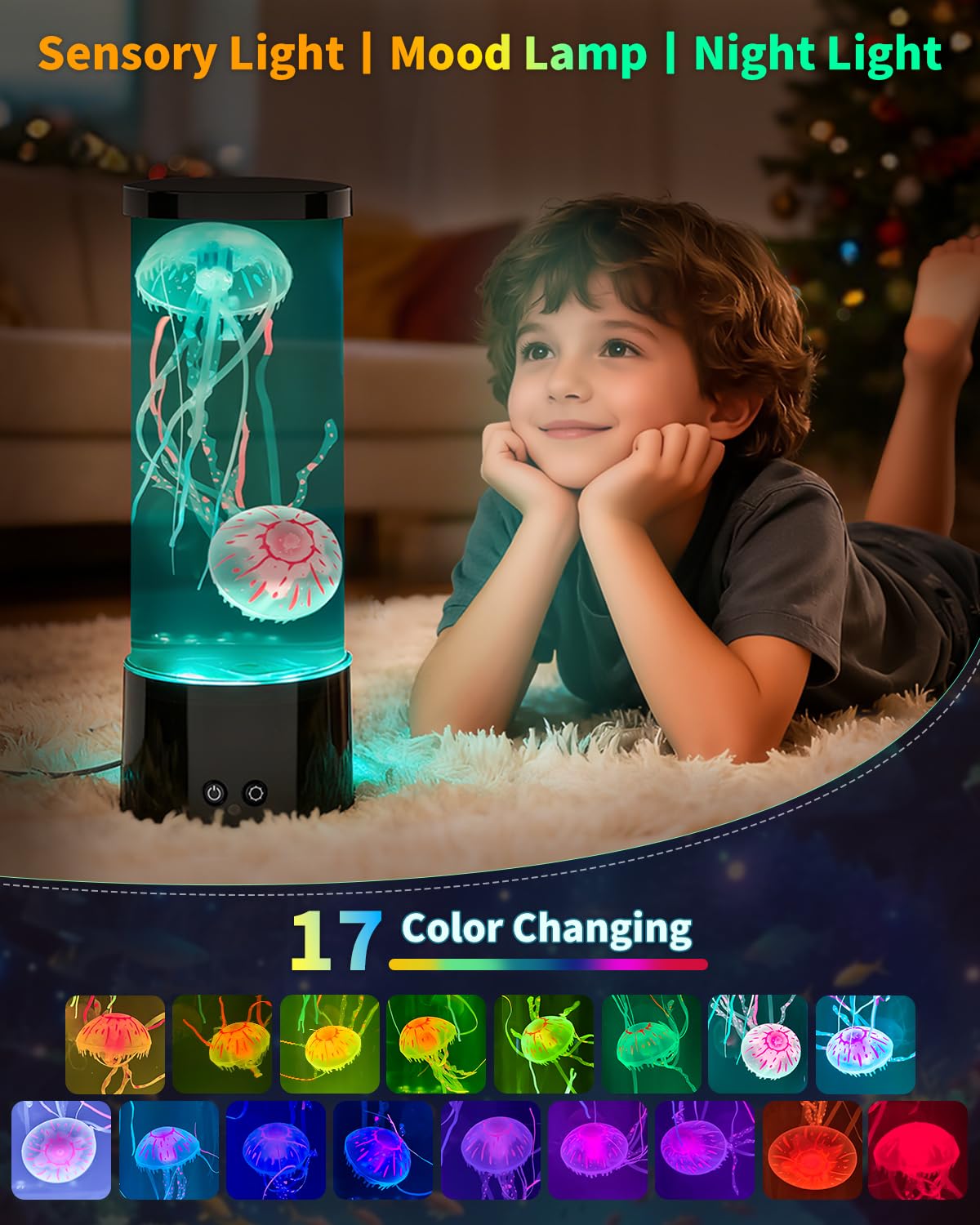 AONESY Jellyfish Lamp remote control for easy color changes.
