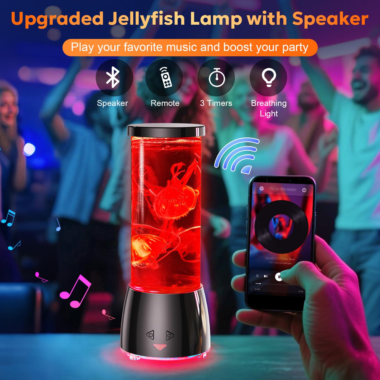 Jellyfish lamp with 1–3 hour timer to save energy.