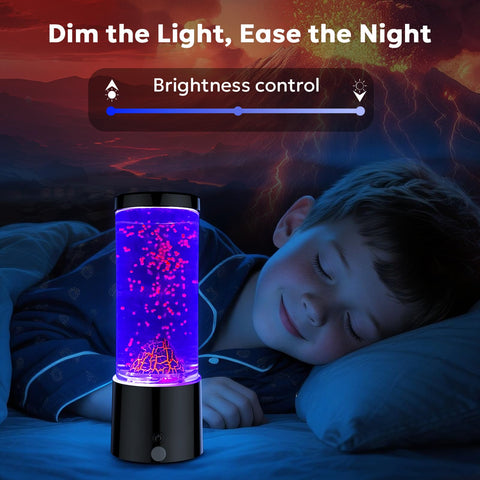 AONESY volcano lamp in kids room with remote for interactive lighting