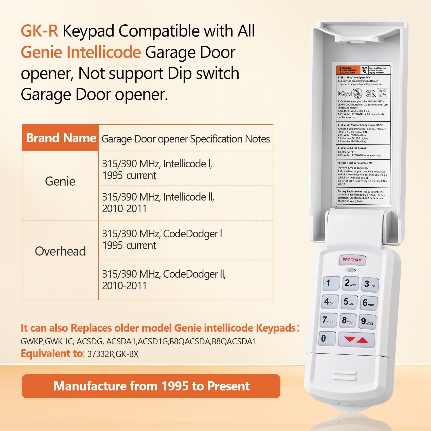 Aooashet Genie remote with dual controls for instant garage access from multiple vehicles