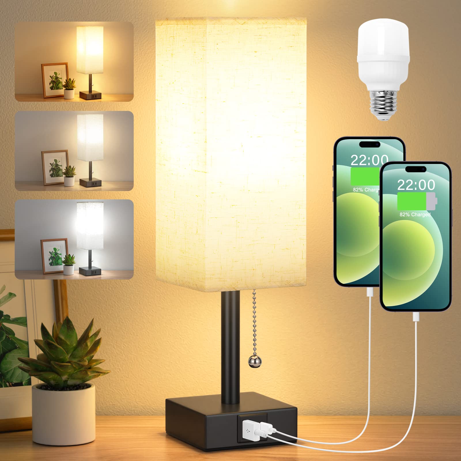 aooshine bedside lamp full view on nightstand for versatile mood lighting