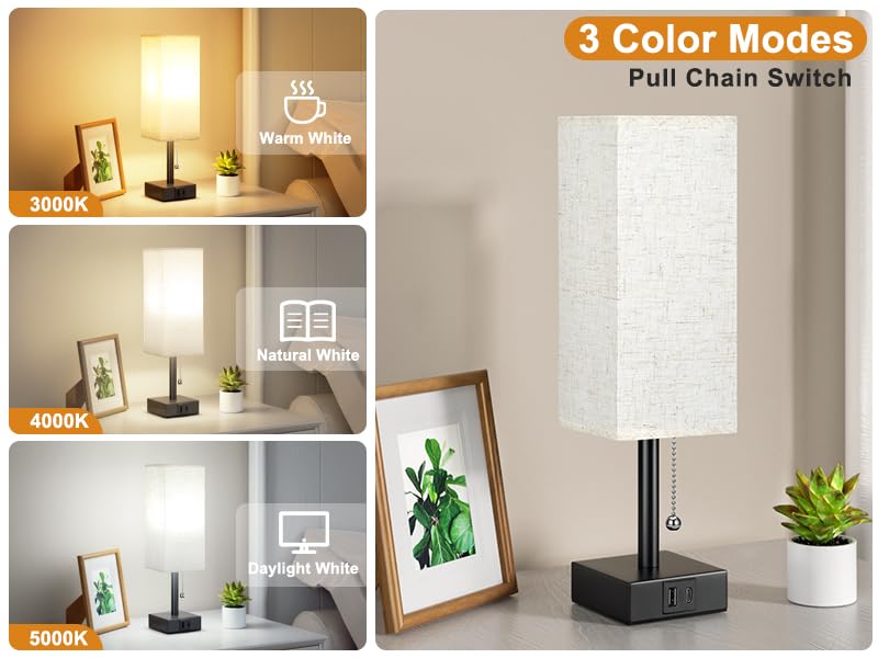 aooshine bedside lamp USB-C and USB-A ports for charging devices