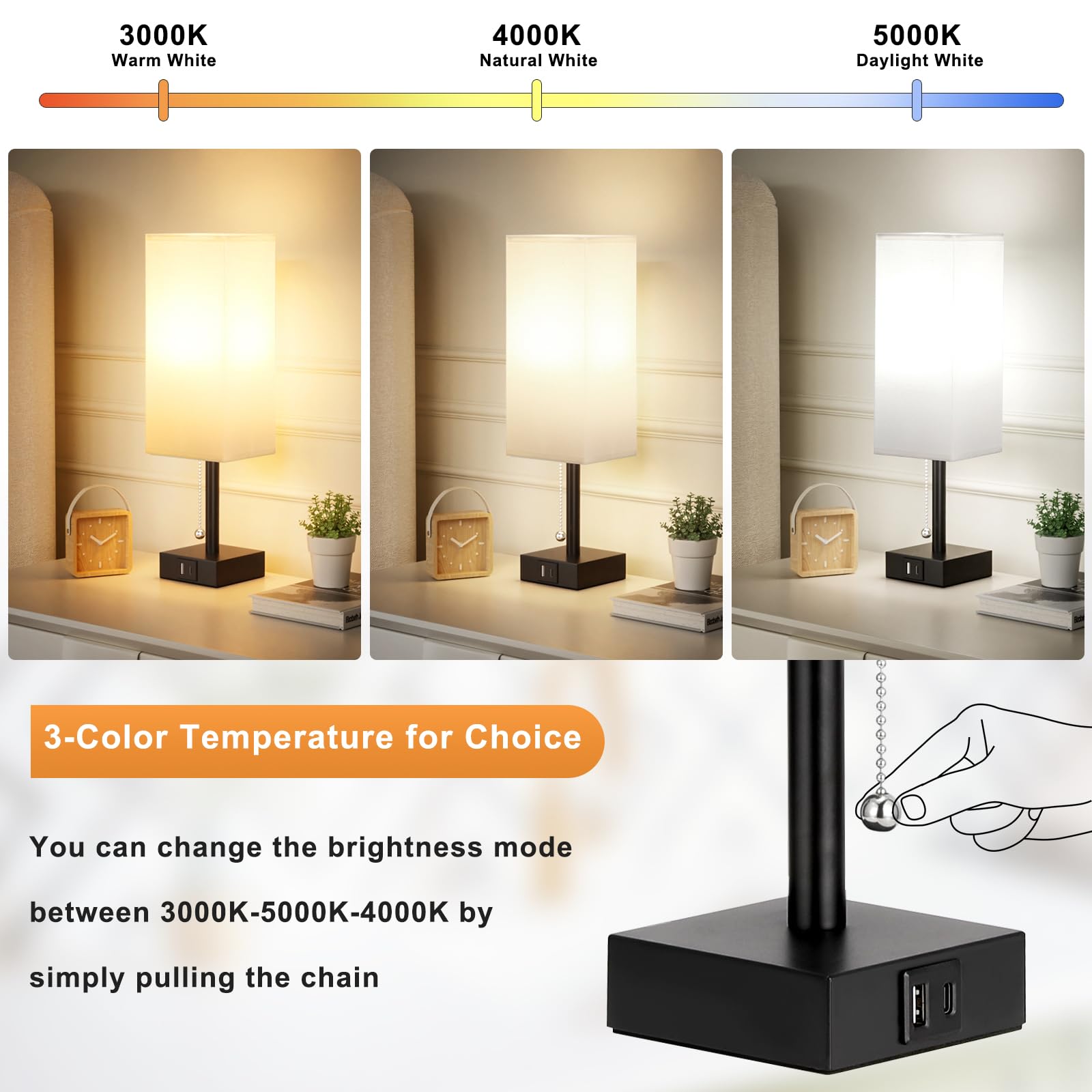 aooshine bedside lamps offer three color temperatures for adaptable mood lighting