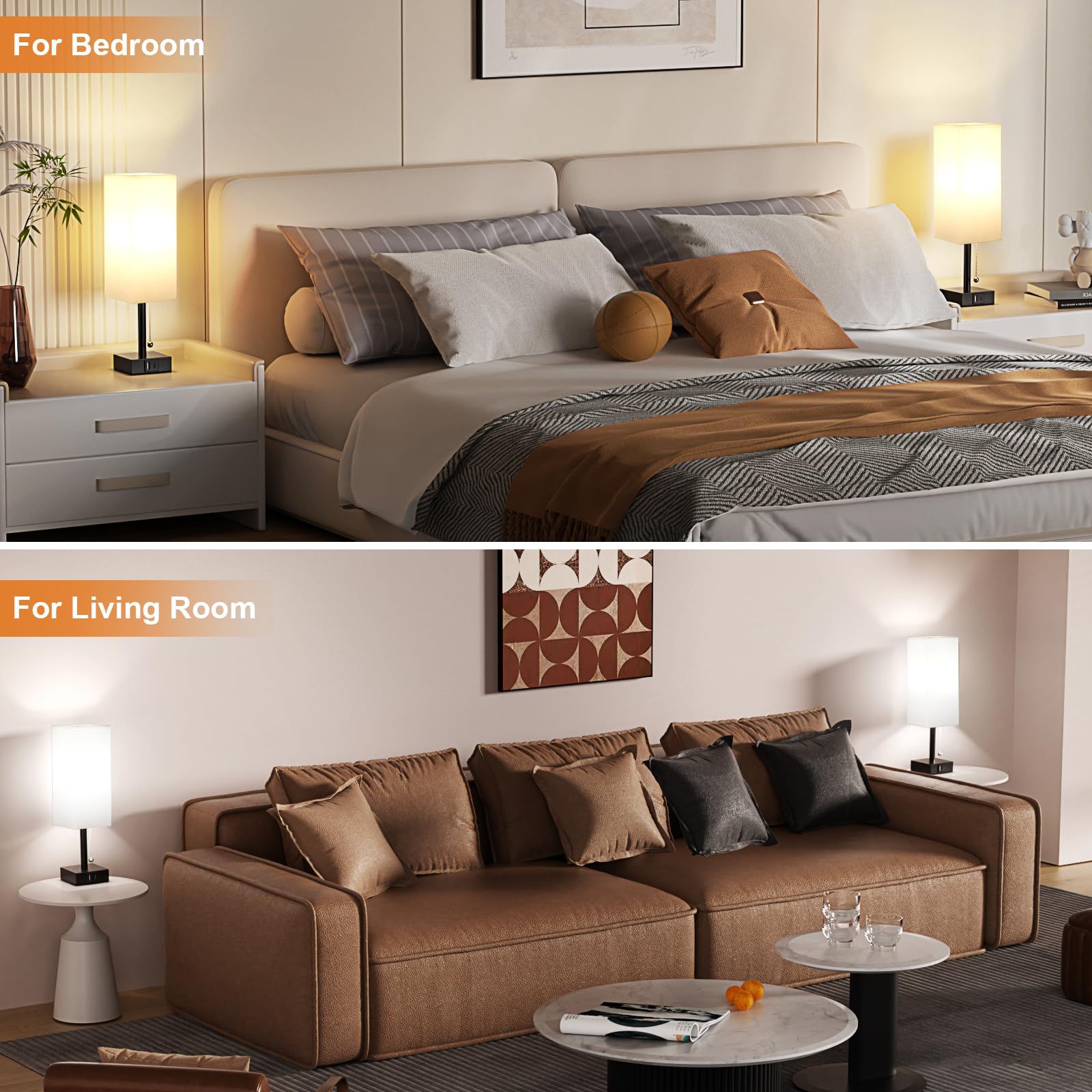 aooshine bedside lamps enhance bedroom decor with a clean white shade and matte base