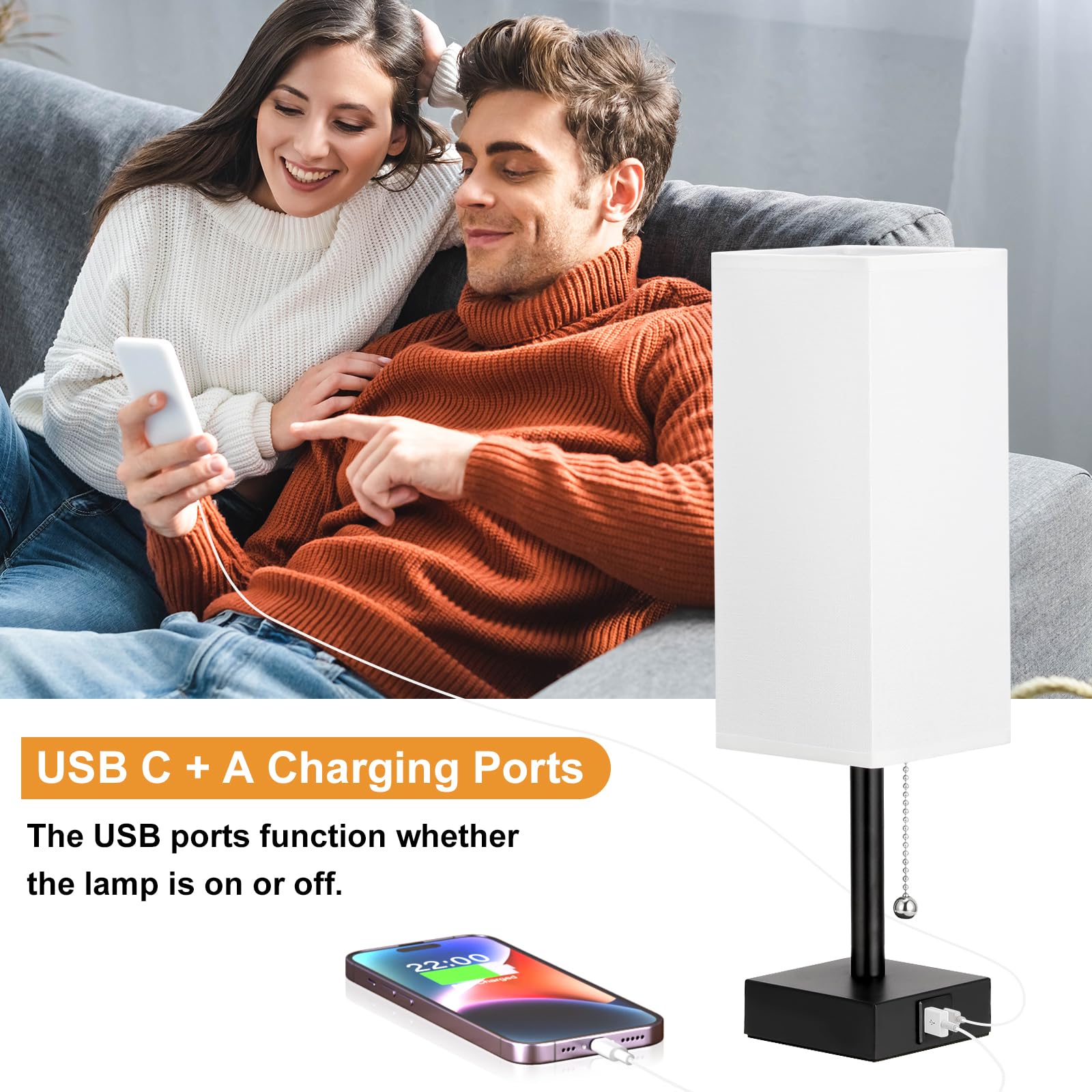aooshine bedside lamps have a sturdy base for stable nightstand placement