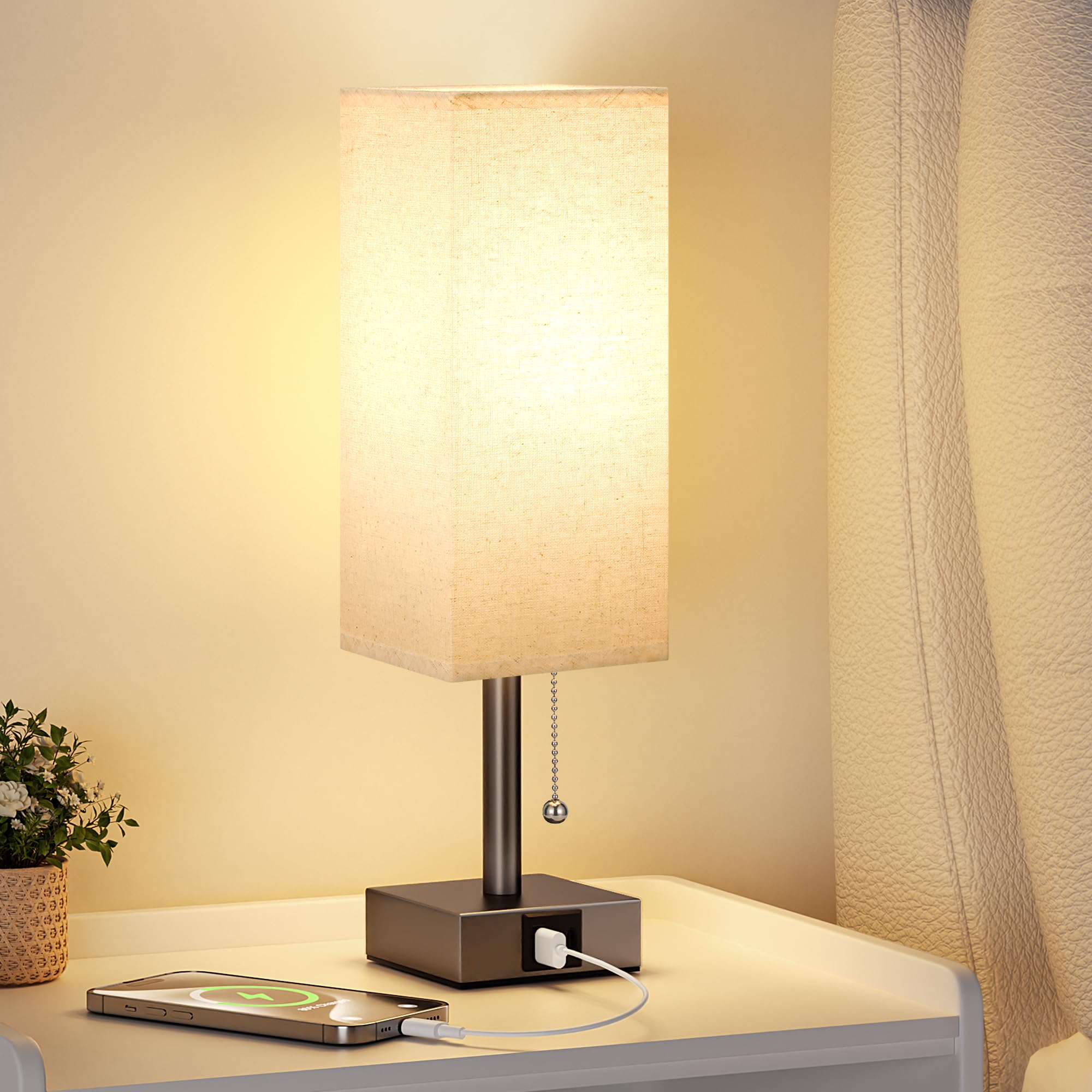 aooshine beige table lamp bulb-included for immediate use.