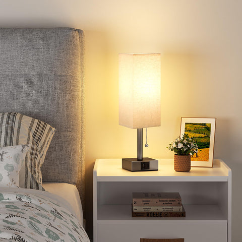 aooshine beige table lamp in a sleek desk setup for focused tasks.