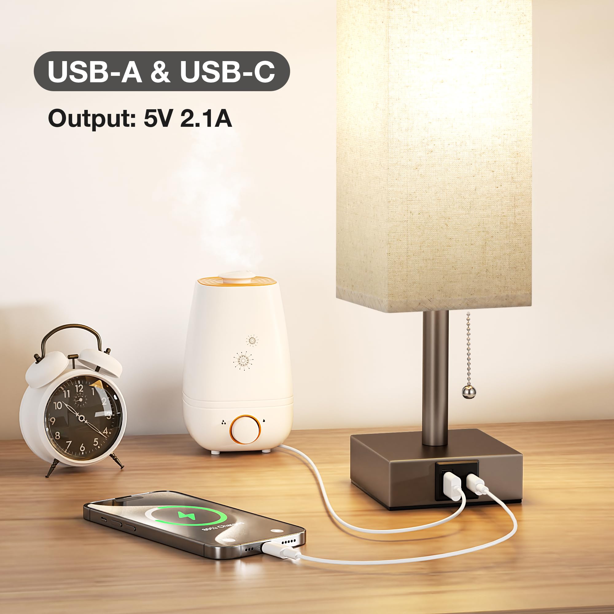 aooshine beige table lamp pull-chain control for easy on/off in any room.