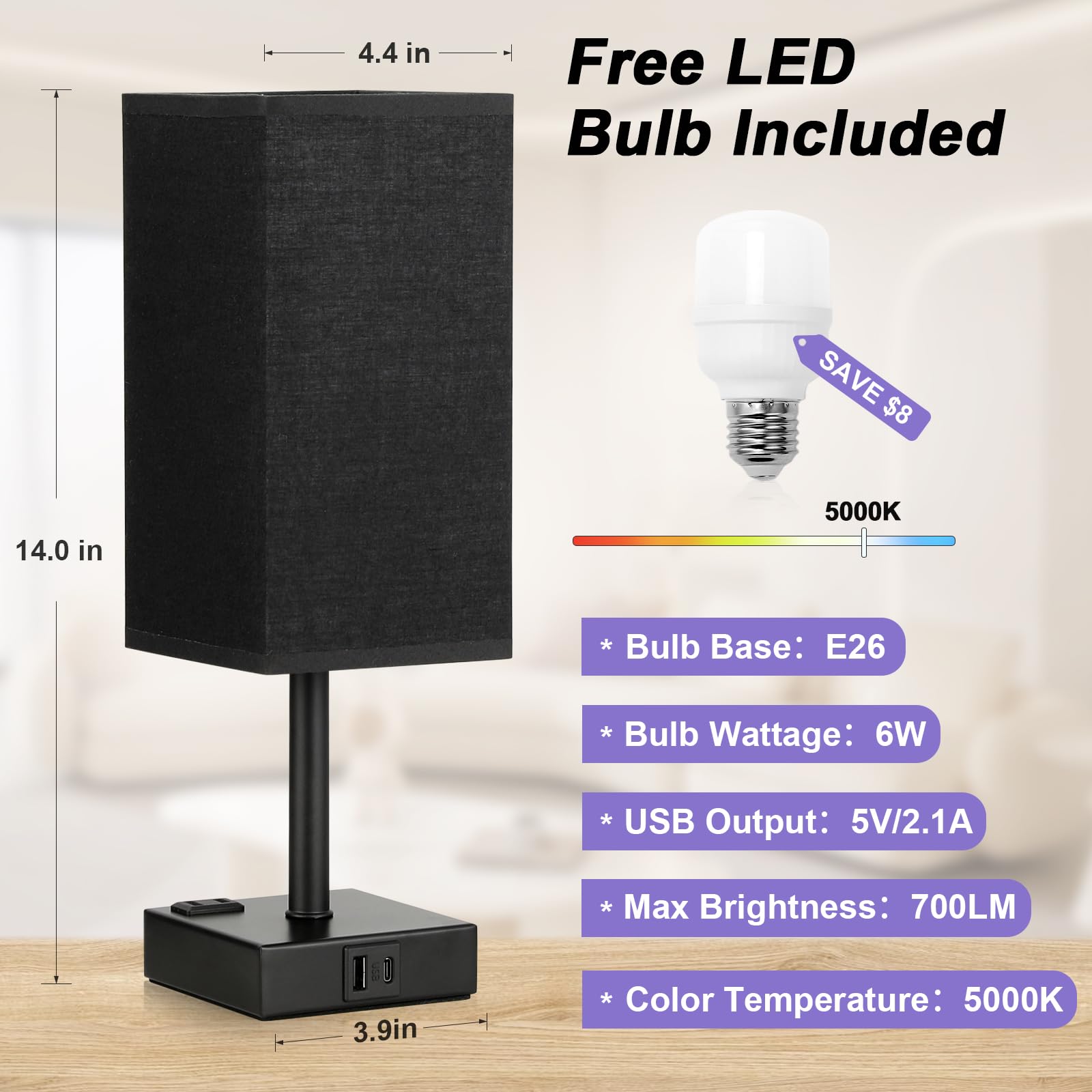 aooshine 3-way dimmable lamp showing low brightness