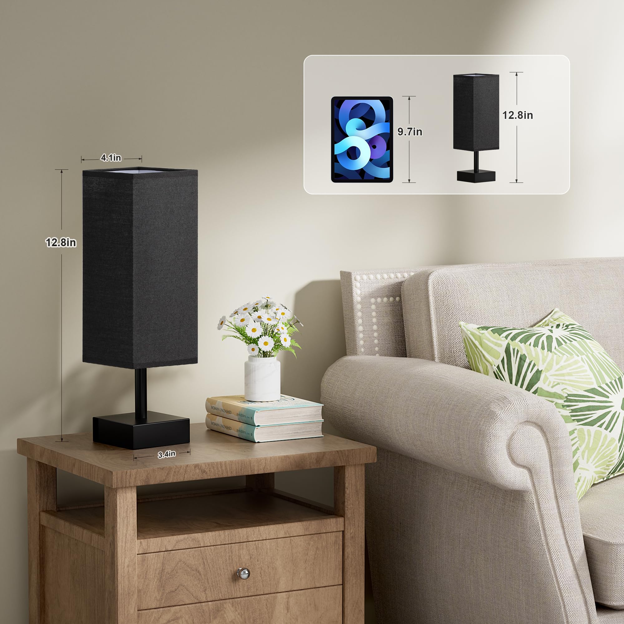 Aooshine bedside lamp on nightstand delivering soft, calming light.