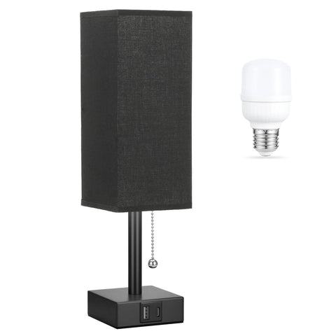 AOOSHINE black small table lamp with a pull-chain for easy bedside control