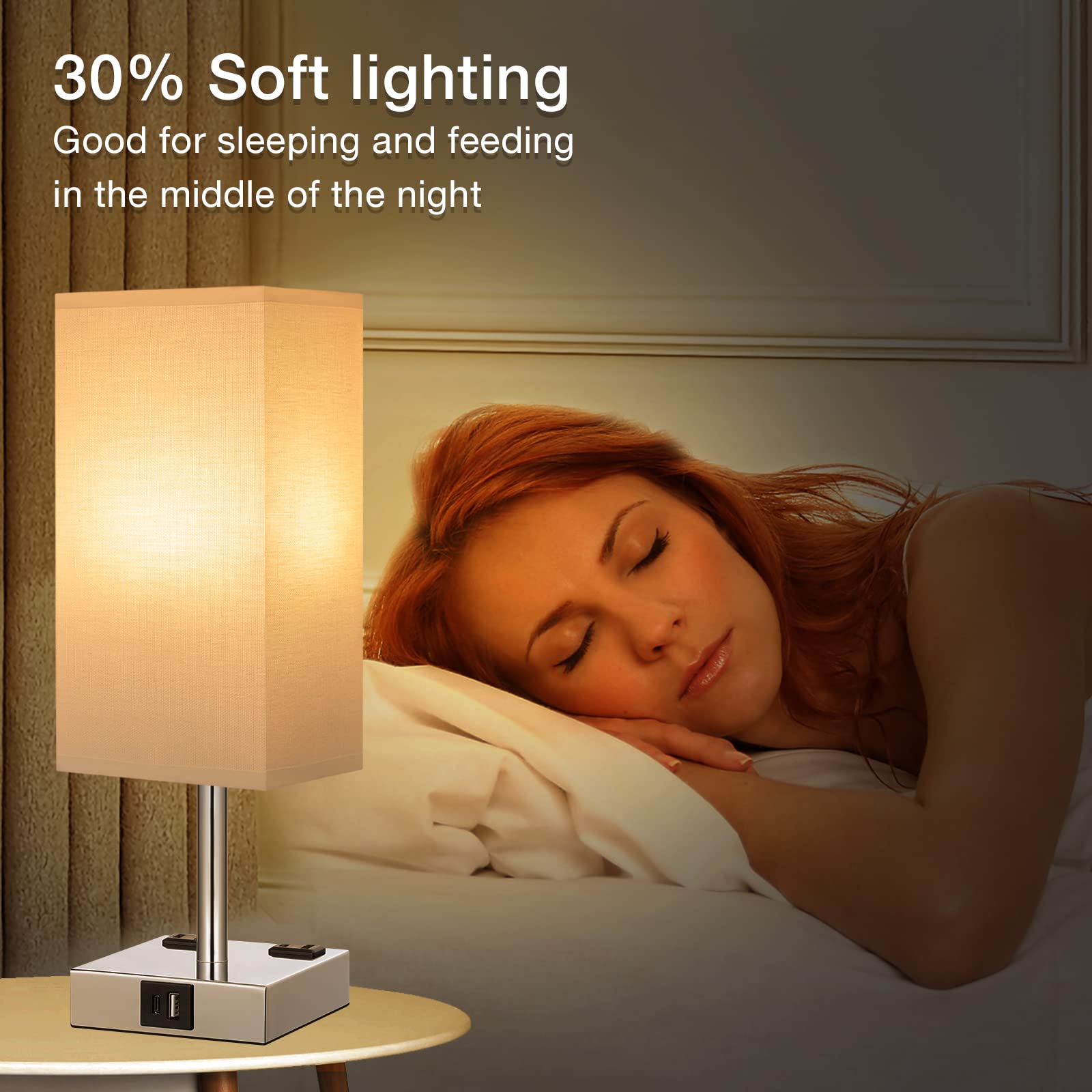 aooshine dorm room nightstand setup using compact lamps