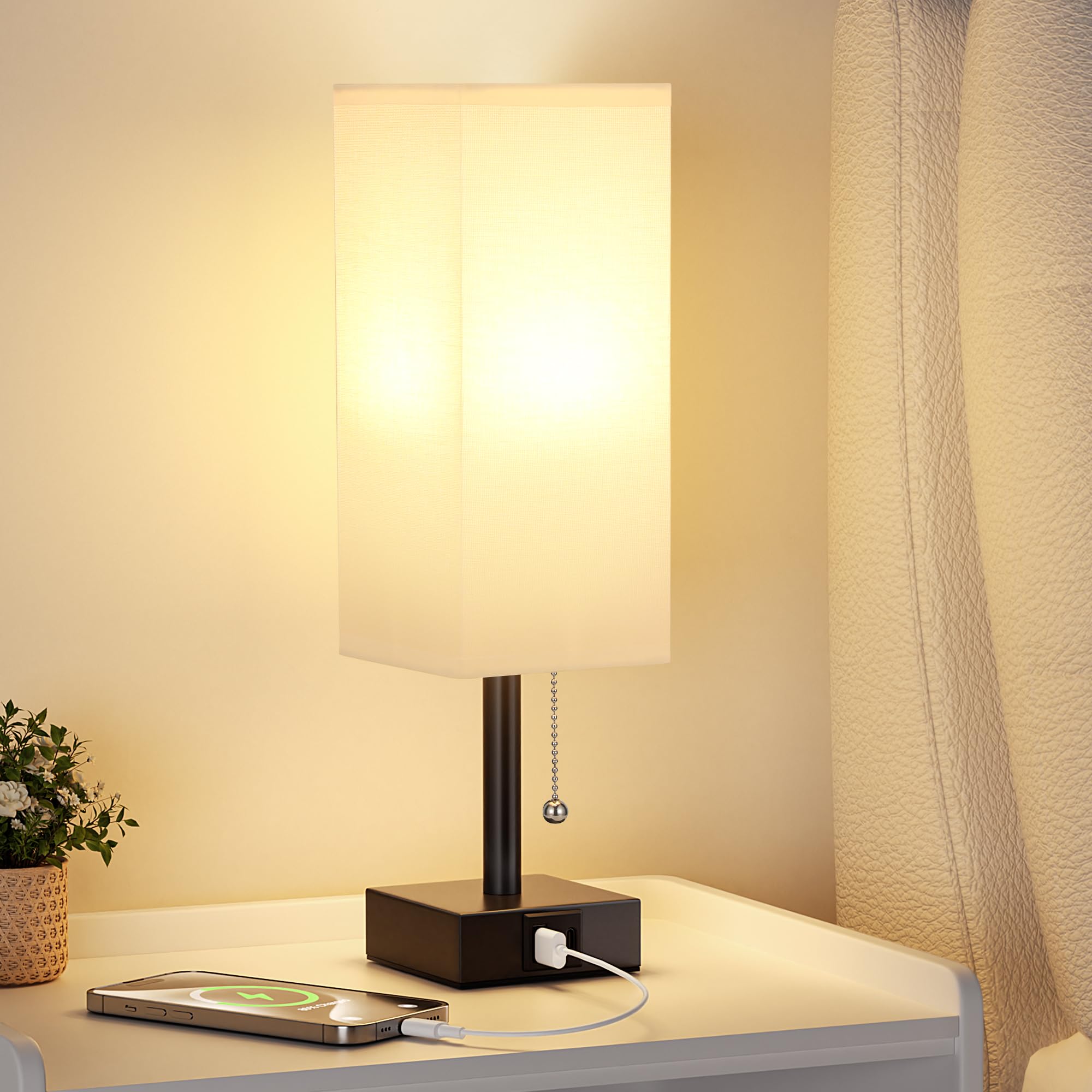 Aooshine pull-chain bedside lamp for easy on/off control
