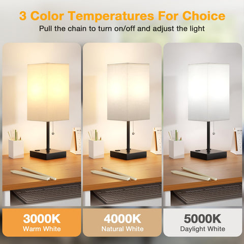 aooshine table lamp showing USB-C port for fast device charging at the desk.