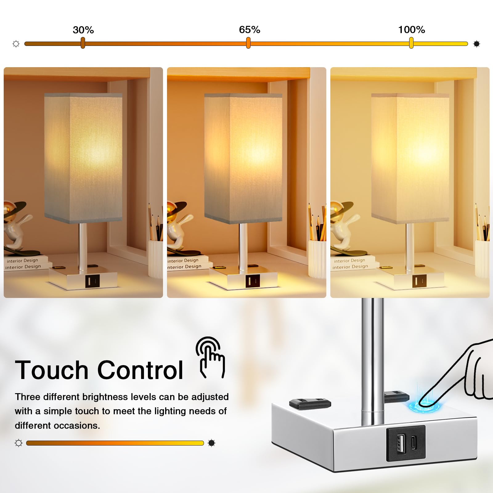 aooshine 3-way dimming touch control showing adjustable brightness