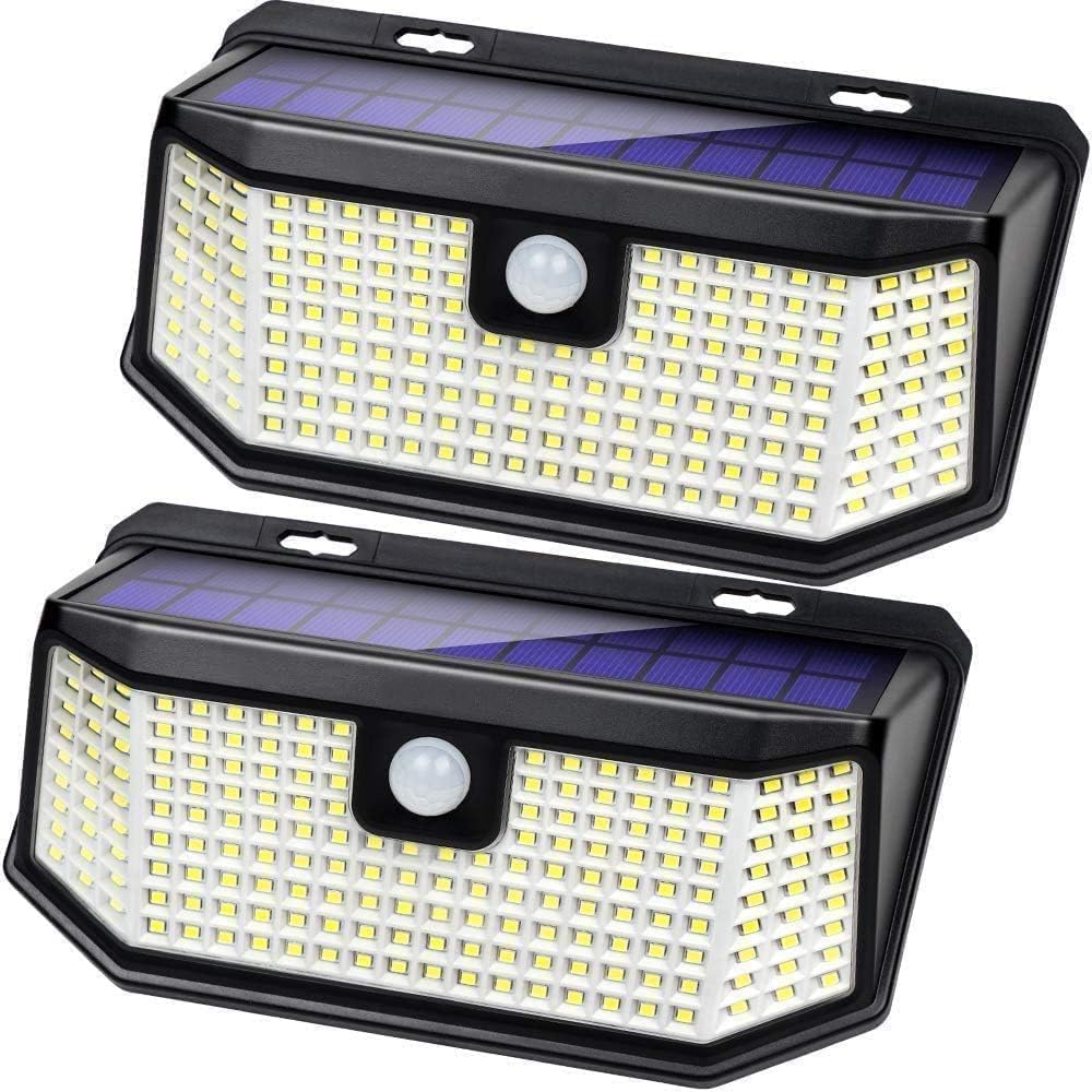 Aootek Solar Lights showing 182 LEDs for bright outdoor illumination.