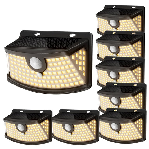 Aootek solar motion light at the front door with motion-activated glow