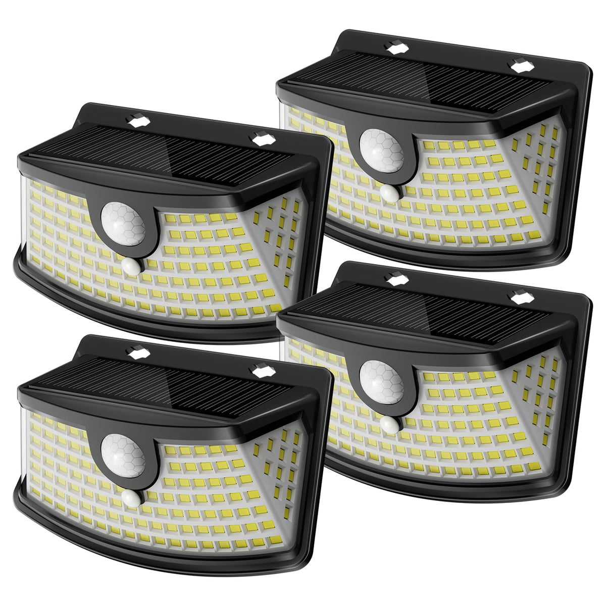 Aootek solar motion lights front view with 120 LEDs for bright outdoor illumination.