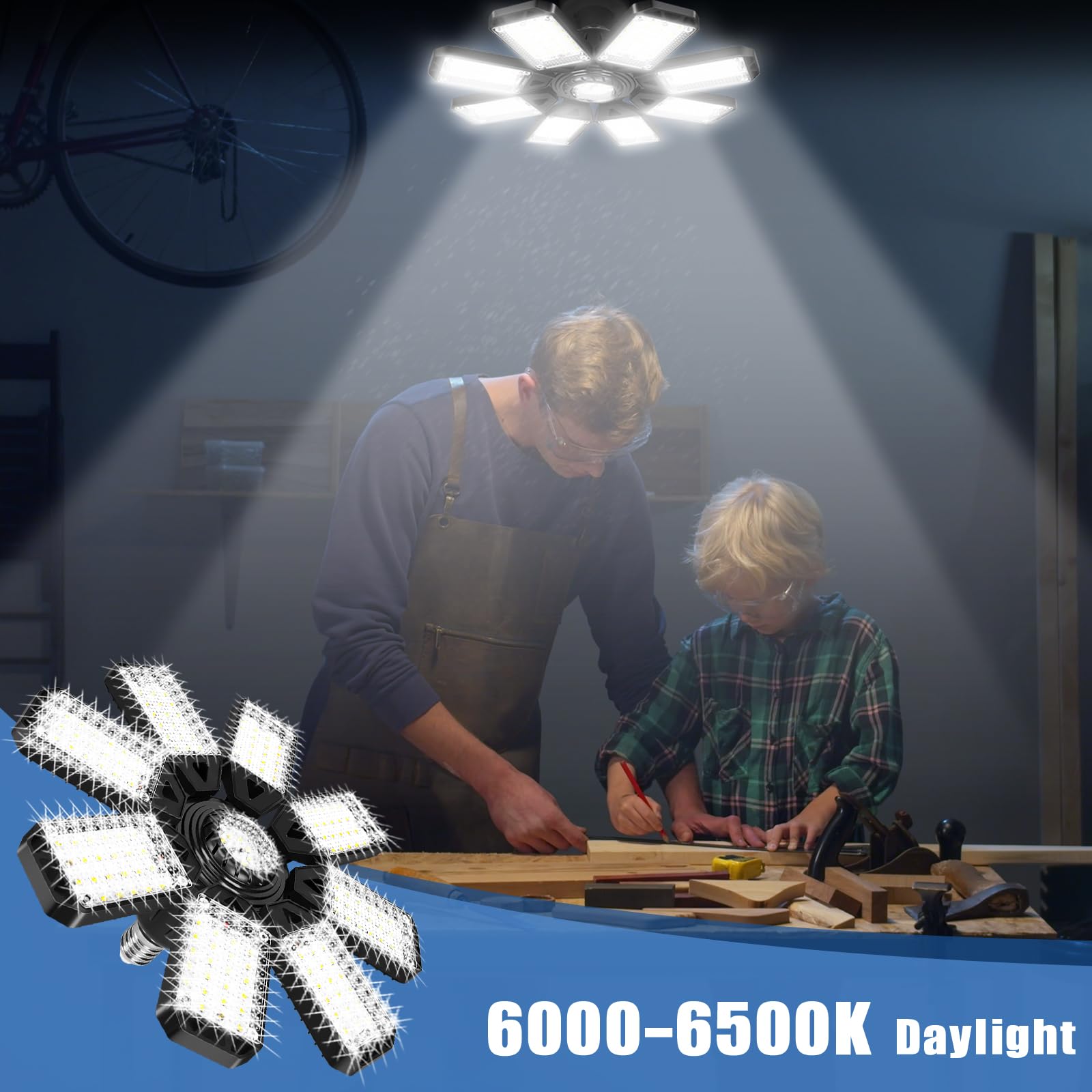 Aoretic energy-saving LED garage light with robust aluminum heatsink.