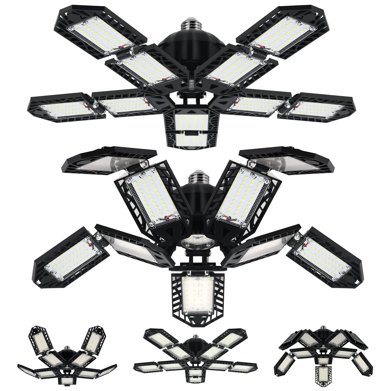 Aoretic LED garage lights front view with 10+1 panels for wide coverage