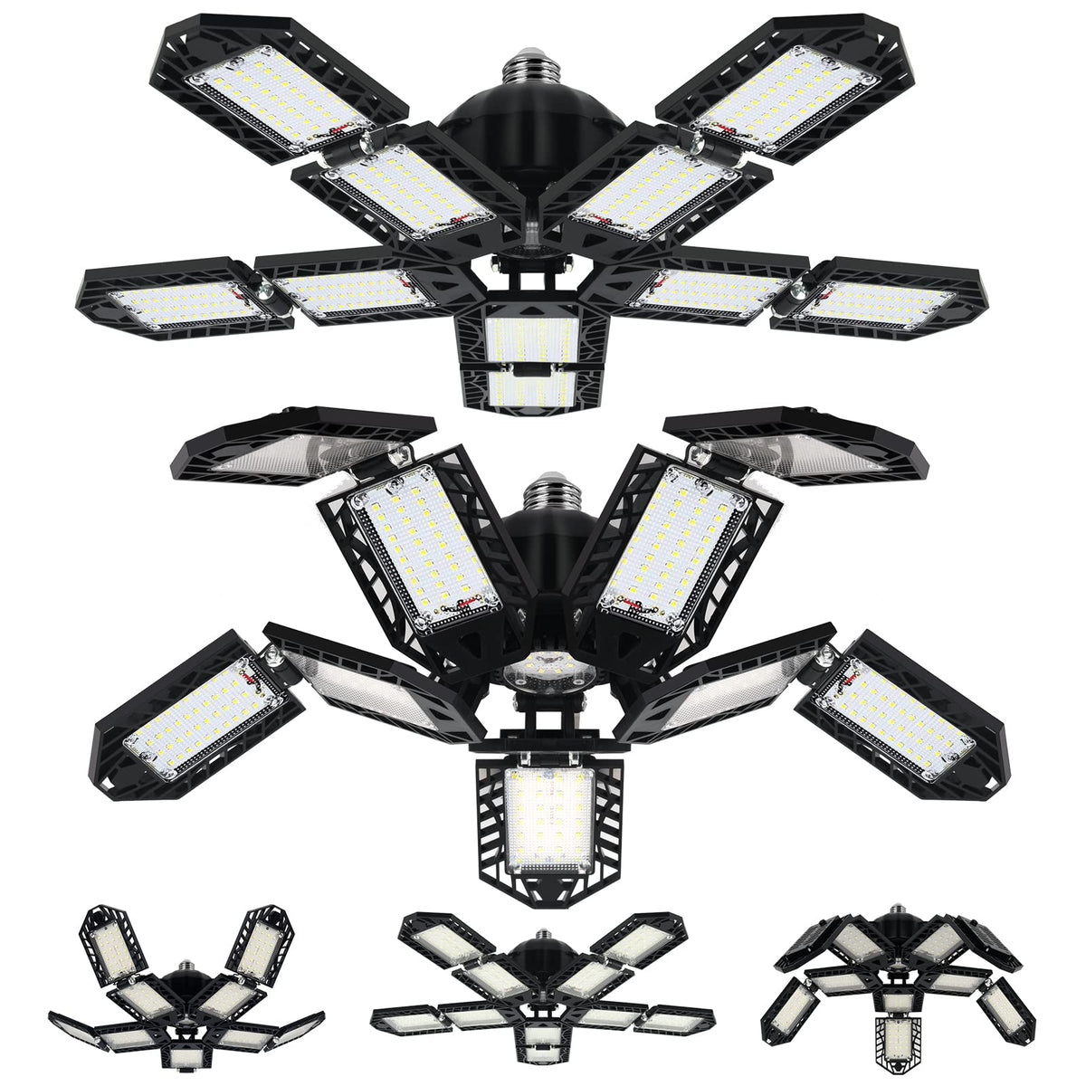 Aoretic LED garage lights front view with 10+1 panels for wide coverage