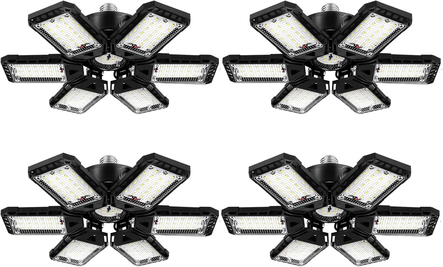 Aoretic LED garage light with 6+1 deformable panels for flexible illumination.