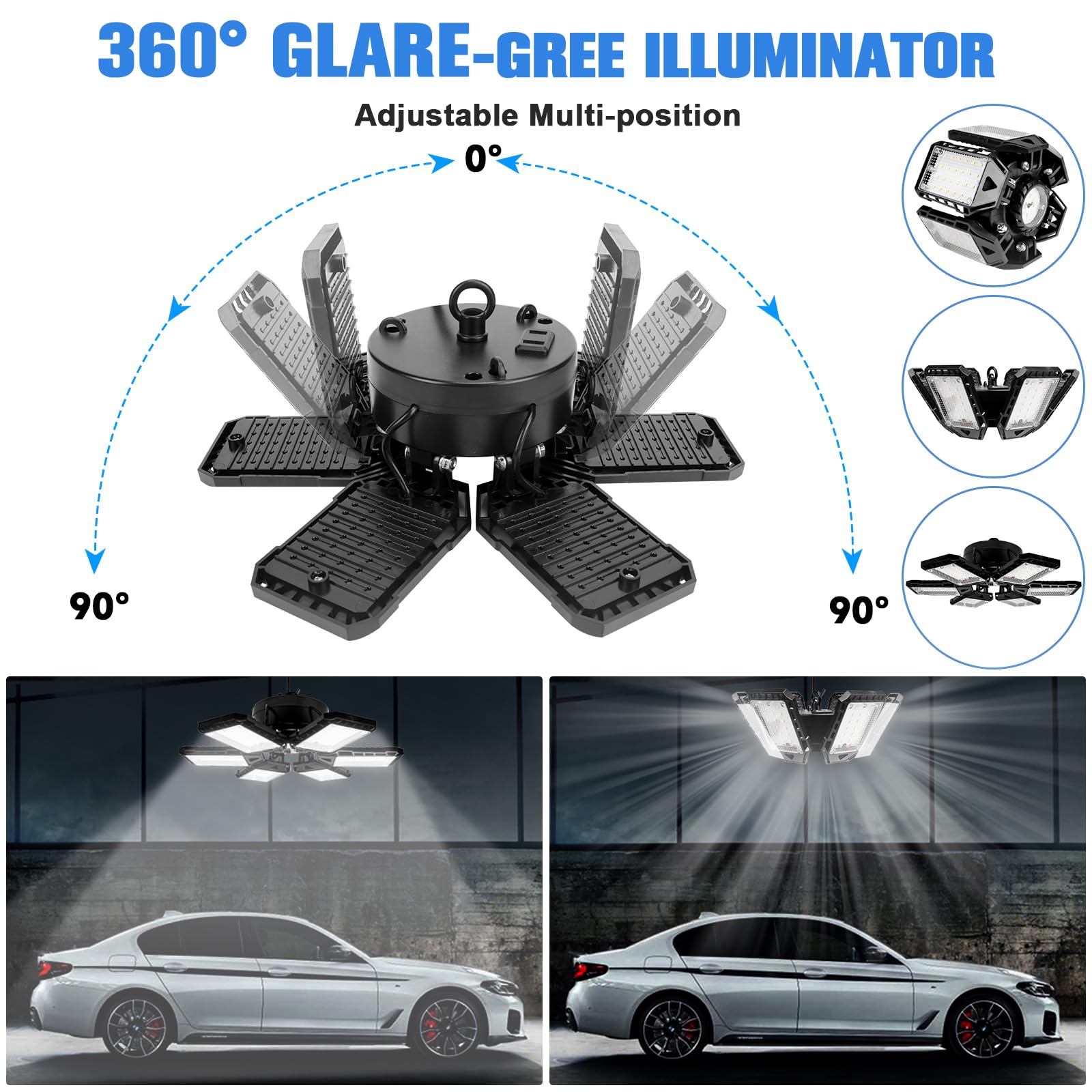 Aoretic LED garage lights with switch extension cord for easy hanging and plug and play setup