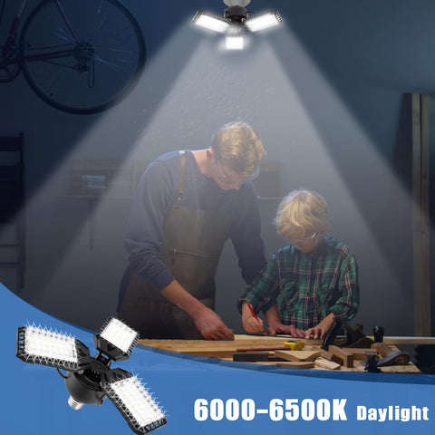 Aoretic wide-coverage lighting for garages, barns and warehouses