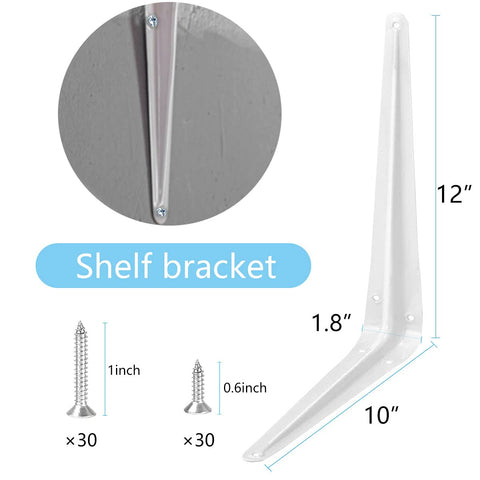 AOSDANTING 12x10 white shelf bracket suited for workshops to hold books and tools securely.