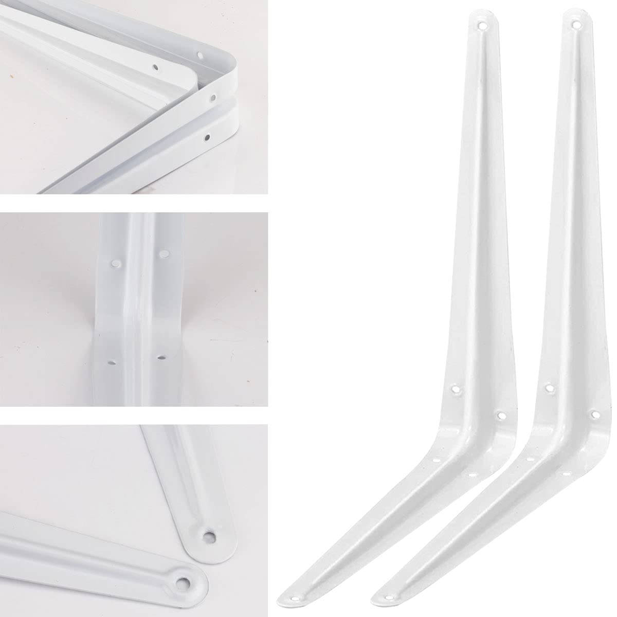 AOSDANTING 12x10 white shelf bracket fits lumber boards 12 inches deep and up.