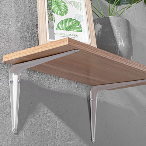AOSDANTING 12x10 white shelf bracket pairs with wood or plastic shelves for versatile use.
