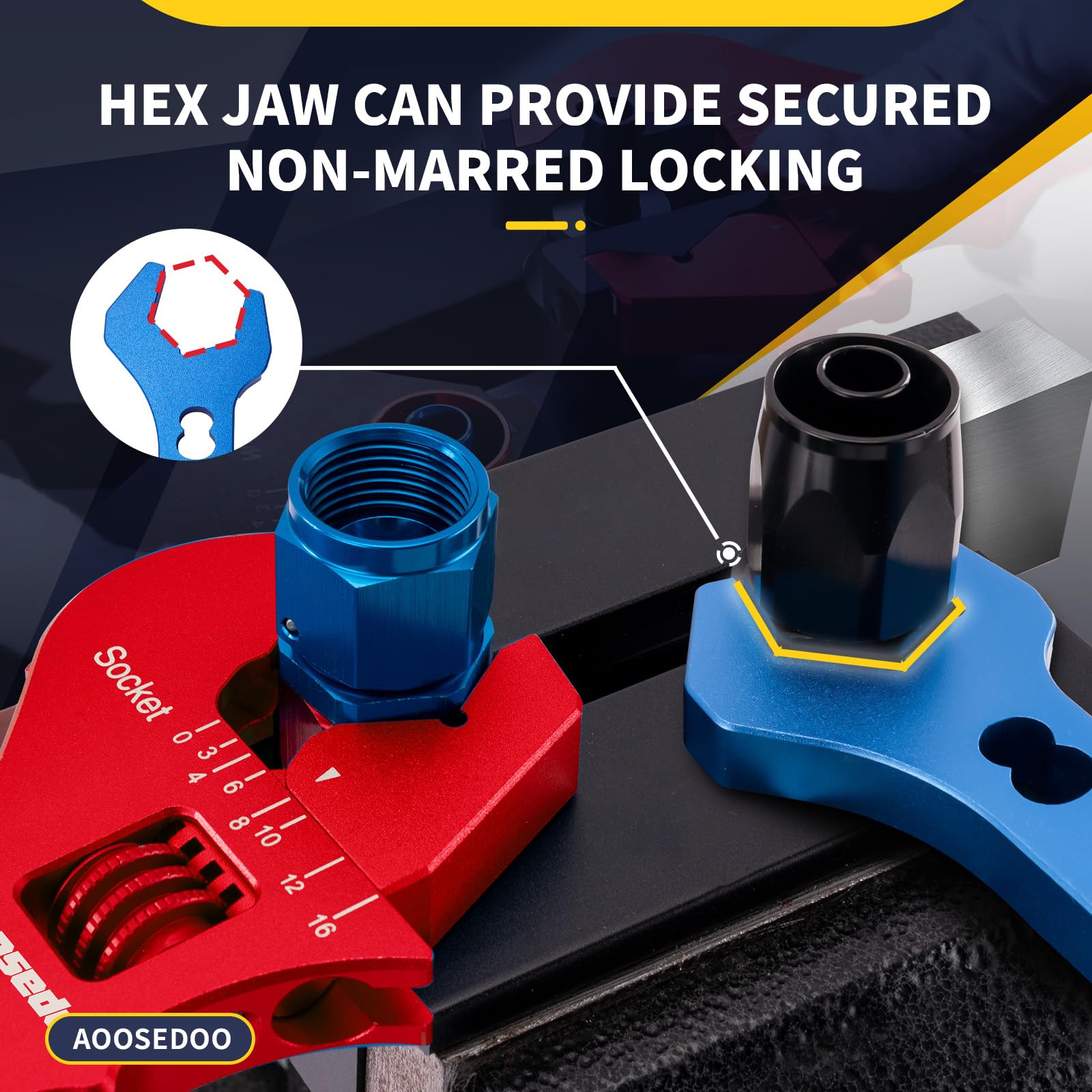 AOoseeedoo hex jaw AN fittings wrench grips securely