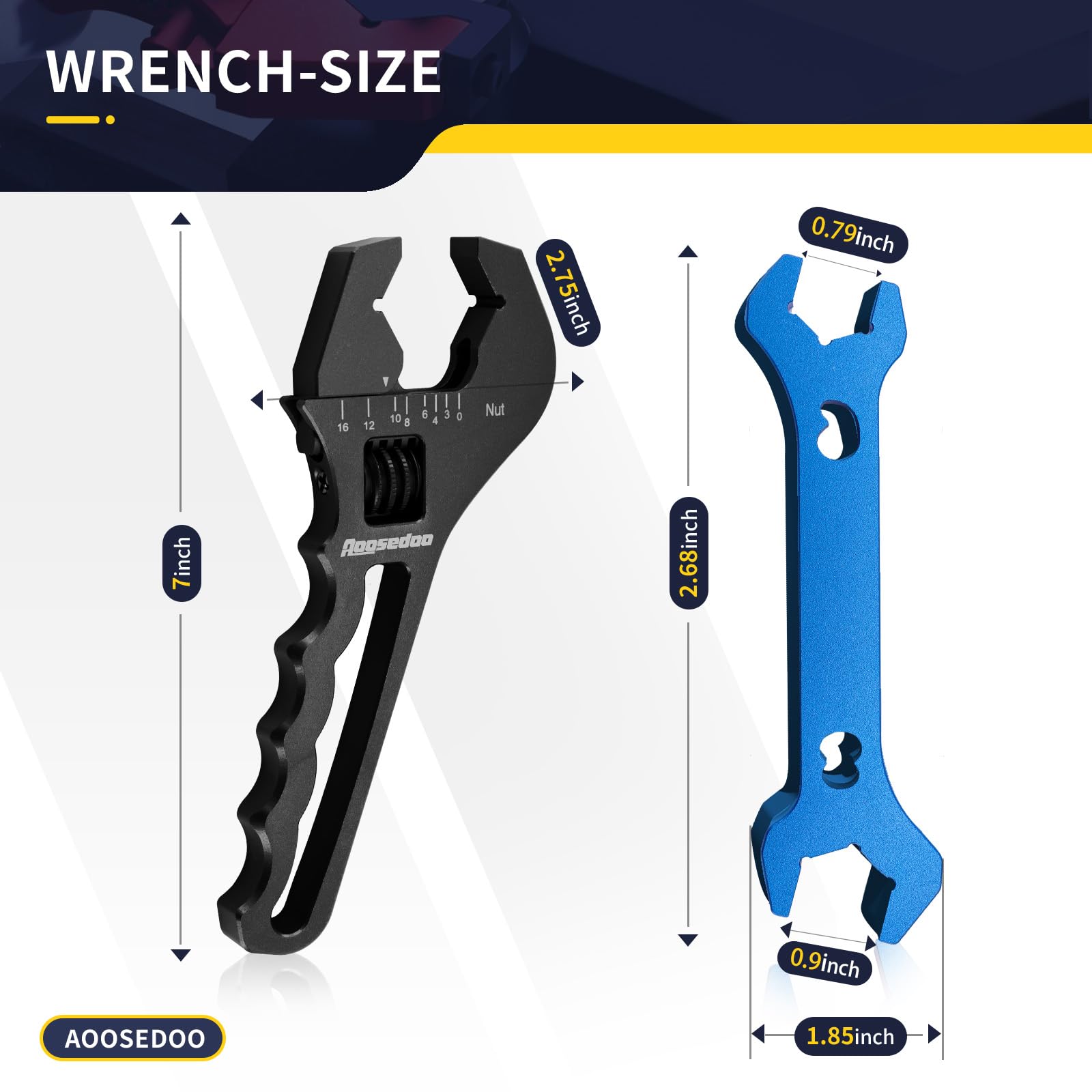 AOOSEDOO 0.79-inch 6AN jaw and 0.9-inch 8AN jaw in one tool.