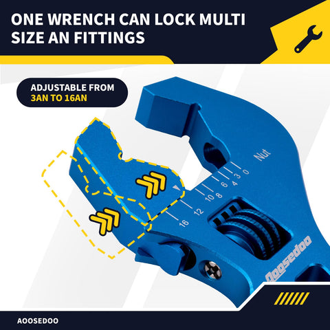 AOOSEDOO double-ended AN wrench with 6AN and 8AN jaws for tight spaces.