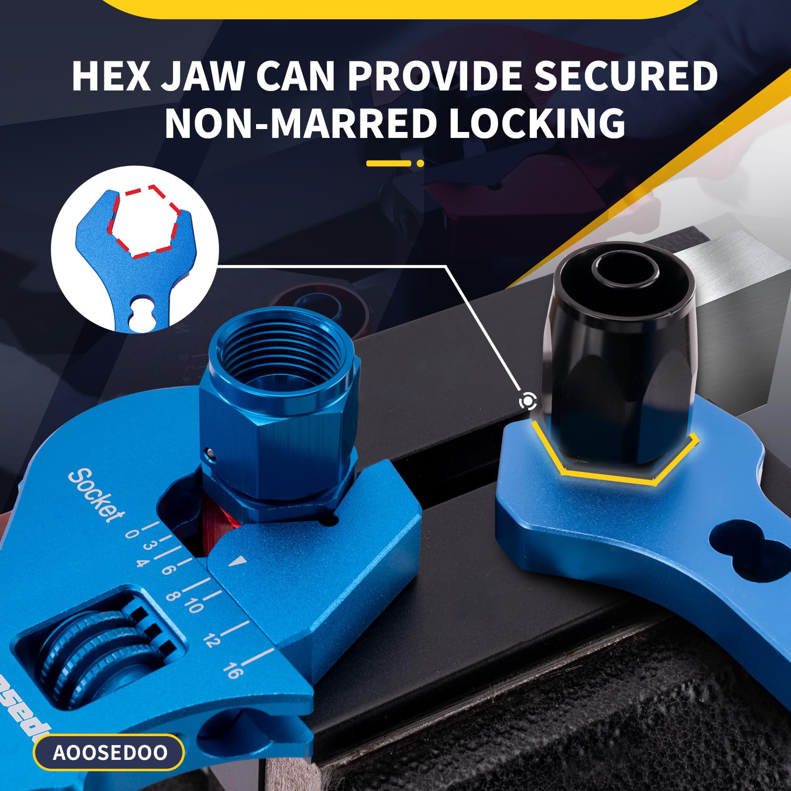AOOSEDOO wrench with wrapped jaws protects fittings during use.