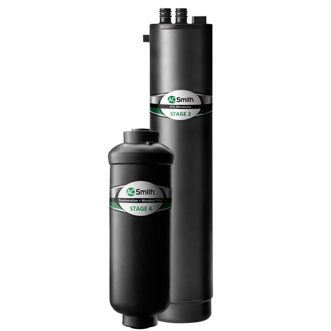 AO Smith membrane remineralizer packaging shows components for easy replacement