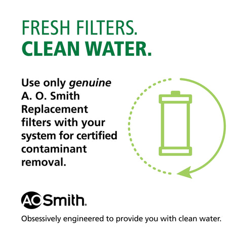AO Smith remineralizer cartridge close-up demonstrates mineral restoration capability