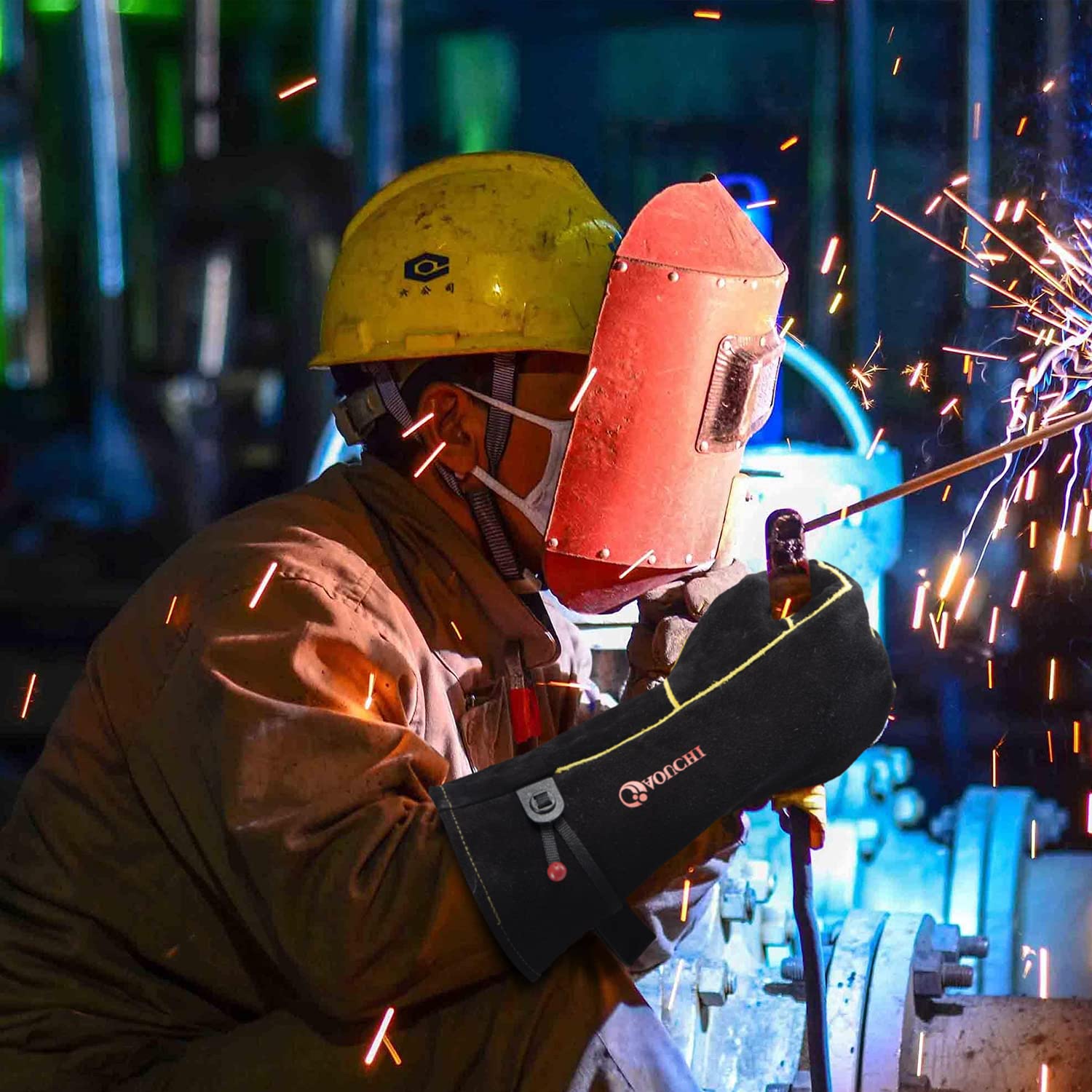 AOUCHI versatile gloves for welding, gardening, cooking, and camping.