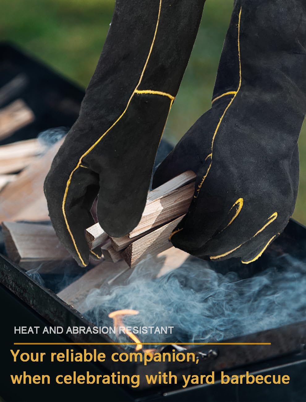 AOUCHI 14-inch length gloves protect forearms during welding.