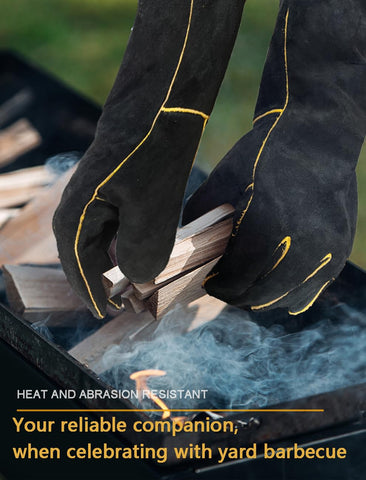 AOUCHI 14-inch length gloves protect forearms during welding.