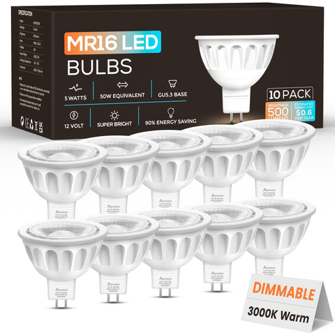 Aovpex dimmable MR16 bulbs front view for warm, energy-efficient lighting