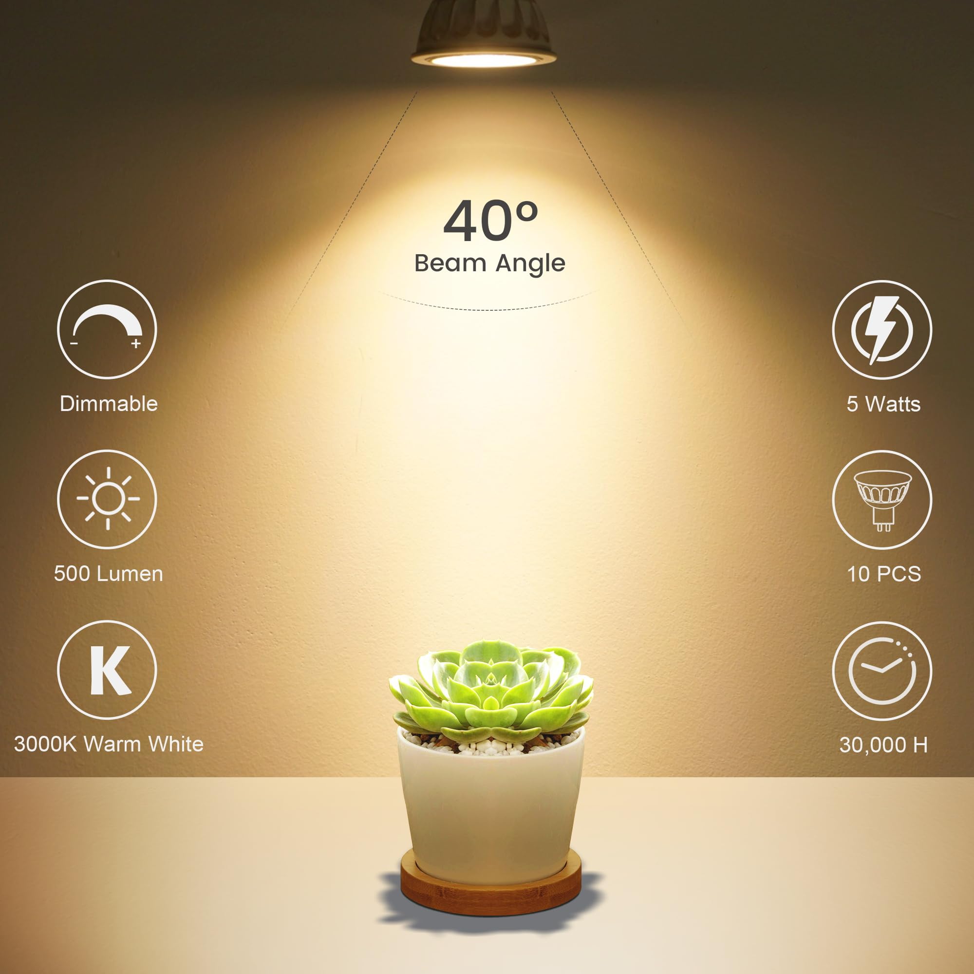 Aovpex MR16 bulbs side view highlighting compact design for track lighting