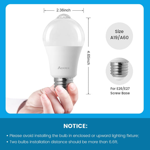 Aovpex motion sensor bulb in a closet detects movement for visibility