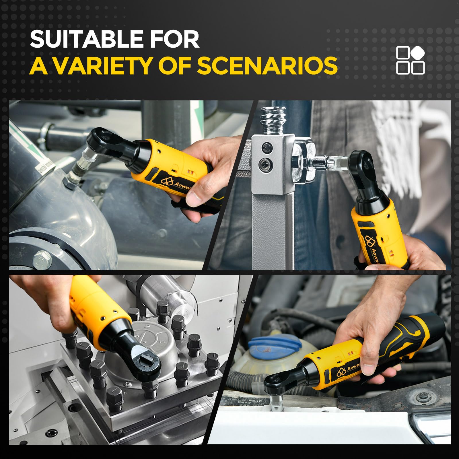 AOWEI six sockets and extension enhance versatility for different fasteners.