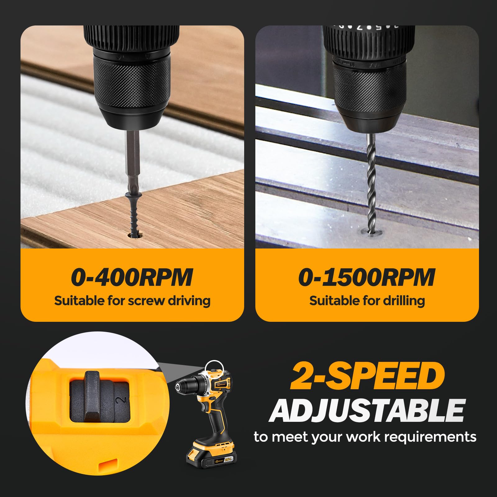 AOWEI compact drill kit with comfortable grip for home projects
