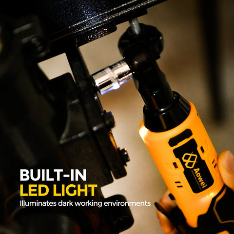 AOWEI built-in LED lights up dark spaces for precise screw driving.