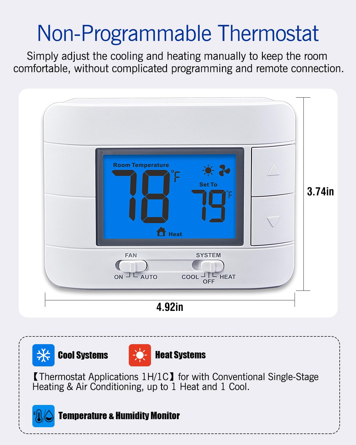 Aowel AW701 blue backlit display provides easy visibility in dim rooms.