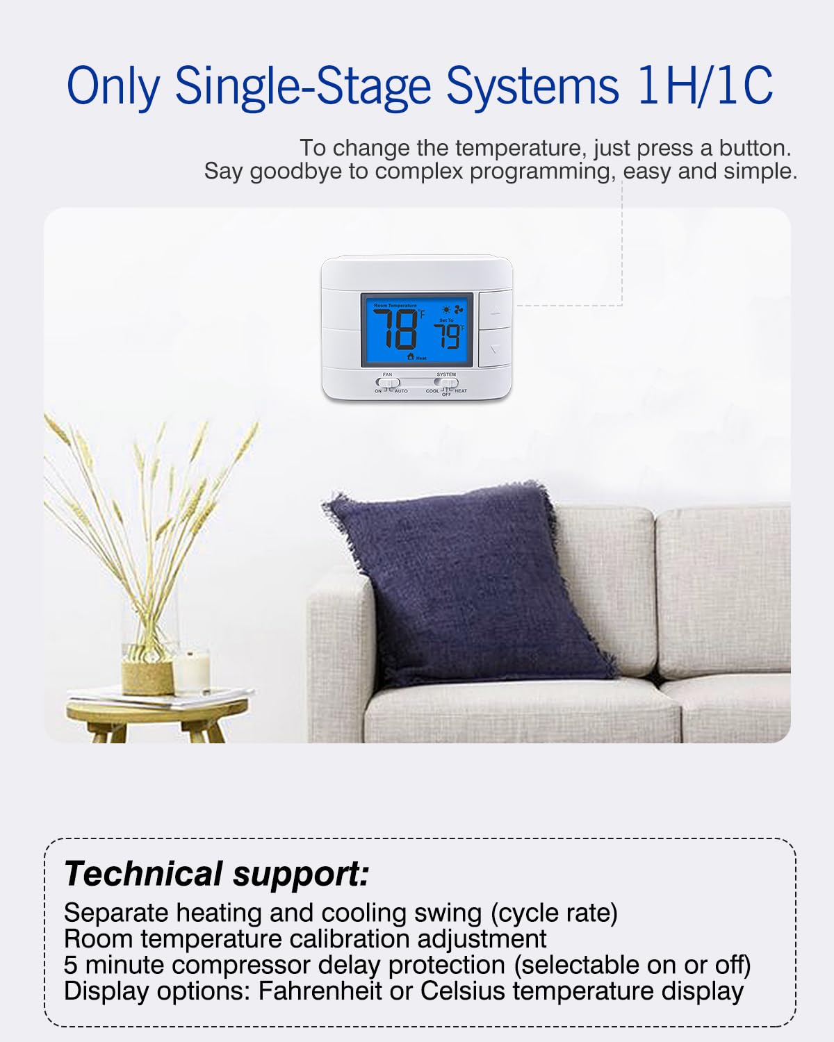 Aowel AW701 room temperature display helps maintain comfortable living spaces.